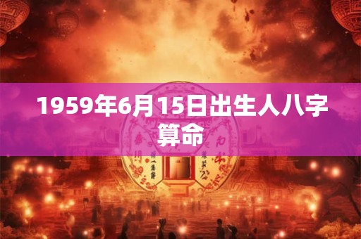 1959年6月15日出生人八字算命