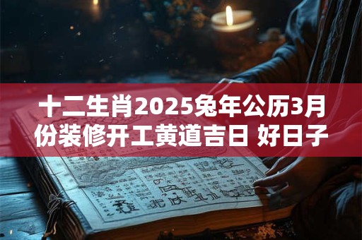 十二生肖2025兔年公历3月份装修开工黄道吉日 好日子查询