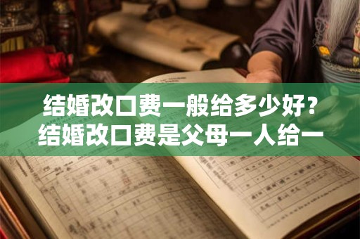 结婚改口费一般给多少好？结婚改口费是父母一人给一份吗？