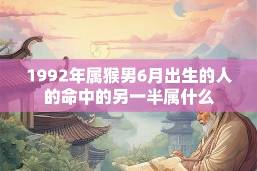 1992年属猴男6月出生的人的命中的另一半属什么
