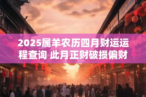 2025属羊农历四月财运运程查询 此月正财破损偏财不利