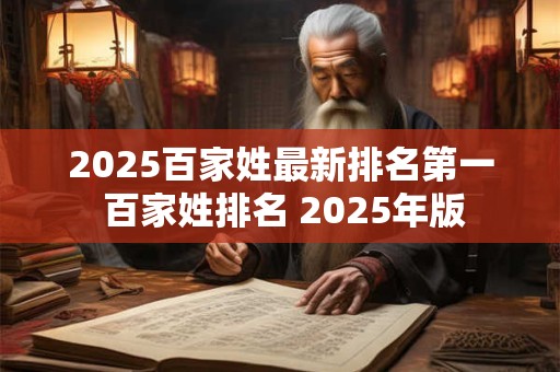 2025百家姓最新排名第一 百家姓排名 2025年版