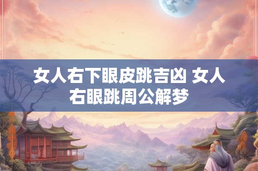 女人右下眼皮跳吉凶 女人右眼跳周公解梦