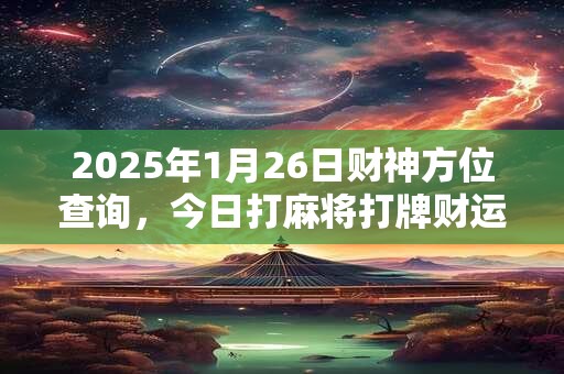 2025年1月26日财神方位查询，今日打麻将打牌财运方位
