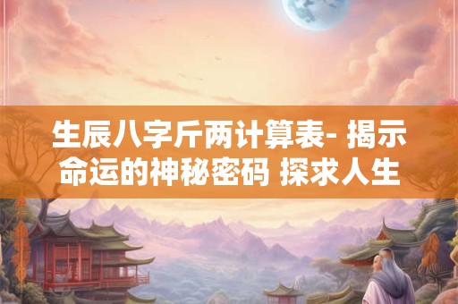 生辰八字斤两计算表- 揭示命运的神秘密码 探求人生运势！