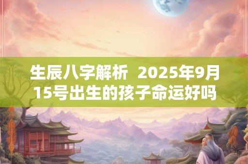 生辰八字解析  2025年9月15号出生的孩子命运好吗