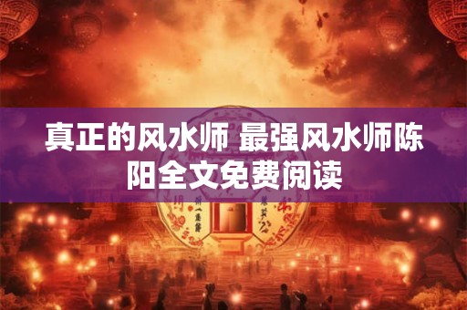 真正的风水师 最强风水师陈阳全文免费阅读