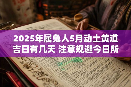 2025年属兔人5月动土黄道吉日有几天 注意规避今日所冲
