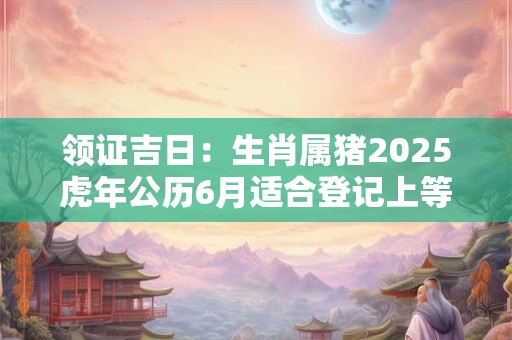 领证吉日：生肖属猪2025虎年公历6月适合登记上等吉日