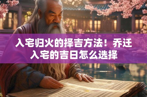 入宅归火的择吉方法！乔迁入宅的吉日怎么选择