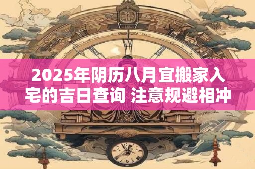 2025年阴历八月宜搬家入宅的吉日查询 注意规避相冲生肖