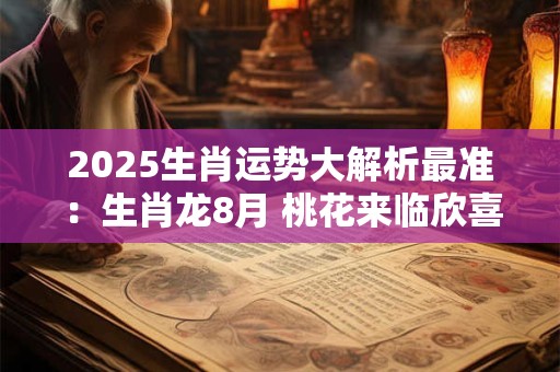 2026生肖运势大解析最准:生肖龙8月 桃花来临欣喜悦幸福 2026生肖运势大解析最准:生肖龙8月 桃花来临欣喜悦幸福