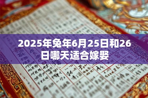 2025年兔年6月25日和26日哪天适合嫁娶 2025年兔年6月25日和26日哪天适合嫁娶