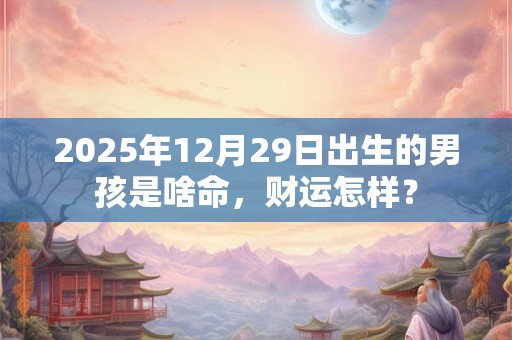 2025年12月29日出生的男孩是啥命，财运怎样？