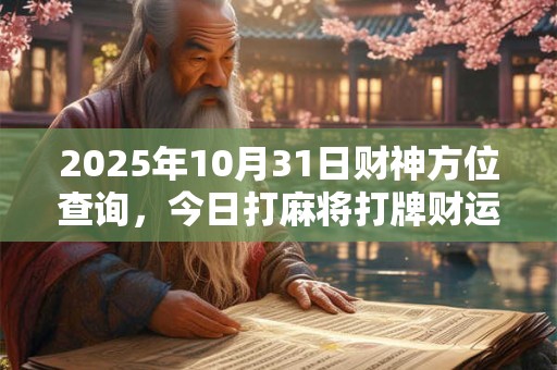 2025年10月31日财神方位查询，今日打麻将打牌财运方位