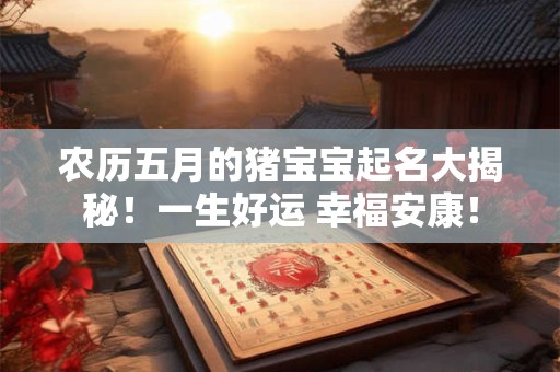 农历五月的猪宝宝起名大揭秘！一生好运 幸福安康！