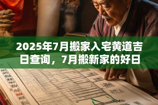 2025年7月搬家入宅黄道吉日查询，7月搬新家的好日子！