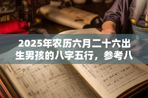 2025年农历六月二十六出生男孩的八字五行，参考八字起名
