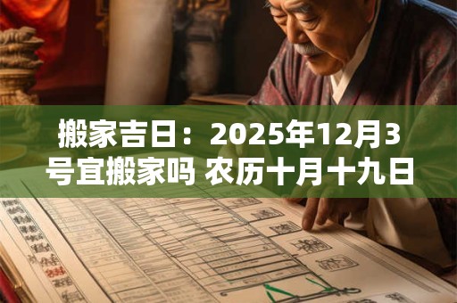 搬家吉日：2025年12月3号宜搬家吗 农历十月十九日子好吗
