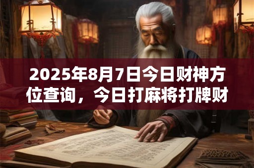 2025年8月7日今日财神方位查询，今日打麻将打牌财神方位