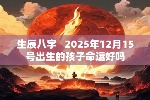 生辰八字   2025年12月15号出生的孩子命运好吗