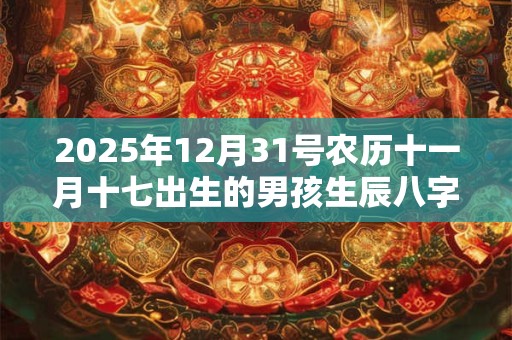 2025年12月31号农历十一月十七出生的男孩生辰八字起名