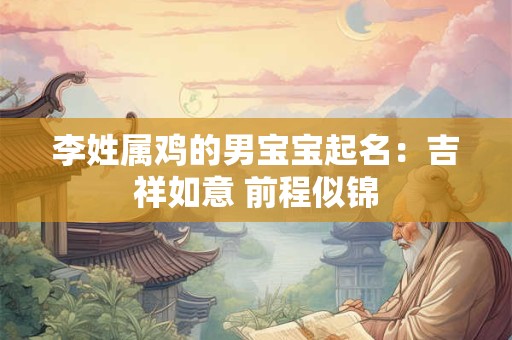 李姓属鸡的男宝宝起名：吉祥如意 前程似锦