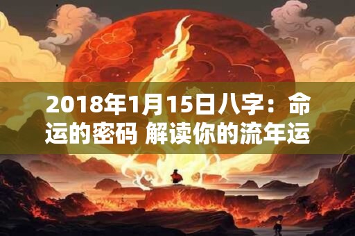 2018年1月15日八字：命运的密码 解读你的流年运势