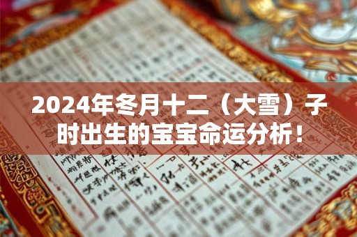 2024年冬月十二（大雪）子时出生的宝宝命运分析！