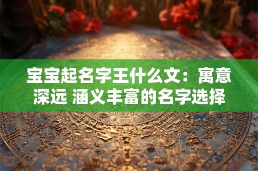 宝宝起名字王什么文：寓意深远 涵义丰富的名字选择