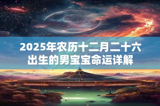 2025年农历十二月二十六出生的男宝宝命运详解 2025年农历十二月二十六出生的男宝宝命运详解