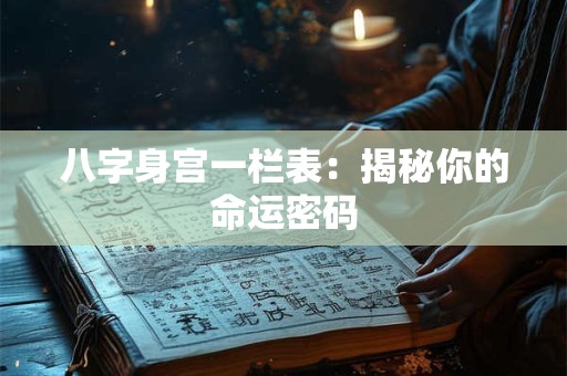 八字身宫一栏表：揭秘你的命运密码