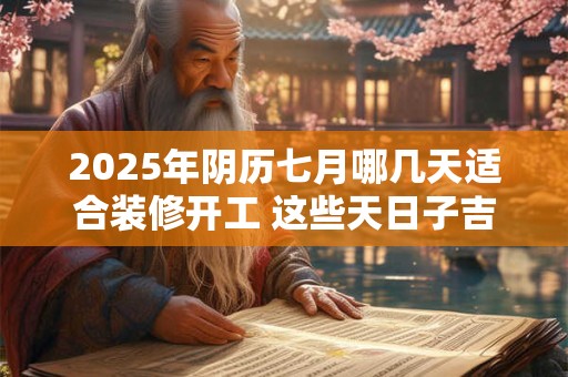 2025年阴历七月哪几天适合装修开工 这些天日子吉利