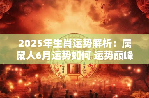 2025年生肖运势解析：属鼠人6月运势如何 运势巅峰人生赢家