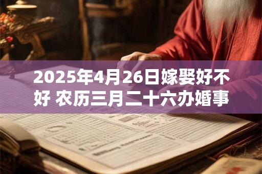 2025年4月26日嫁娶好不好 农历三月二十六办婚事好吗