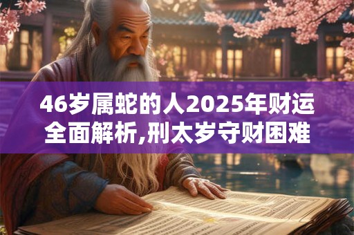 46岁属蛇的人2025年财运全面解析,刑太岁守财困难