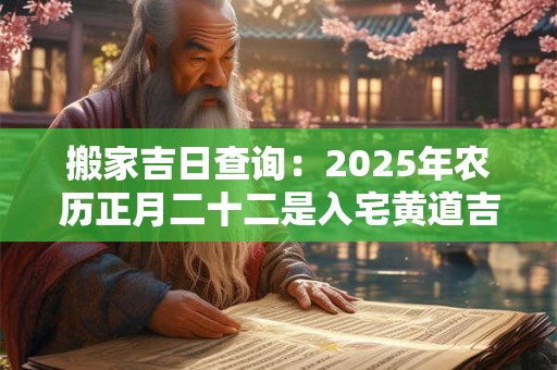 搬家吉日查询：2026年农历正月二十二是入宅黄道吉日吗