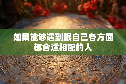 如果能够遇到跟自己各方面都合适相配的人