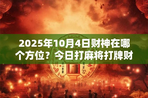 2025年10月4日财神在哪个方位？今日打麻将打牌财运方位
