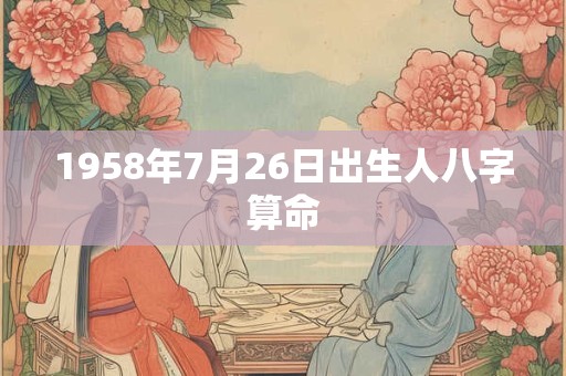 1958年7月26日出生人八字算命
