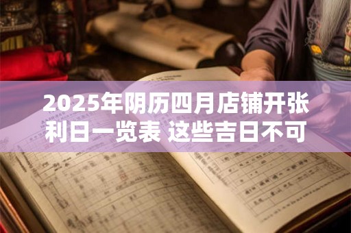 2025年阴历四月店铺开张利日一览表 这些吉日不可错过