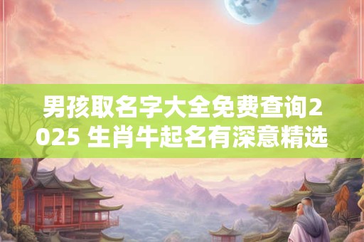 男孩取名字大全免费查询2025 生肖牛起名有深意精选