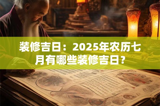 装修吉日：2026年农历七月有哪些装修吉日？