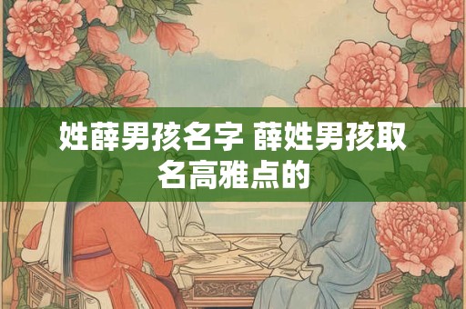 姓薛男孩名字 薛姓男孩取名高雅点的