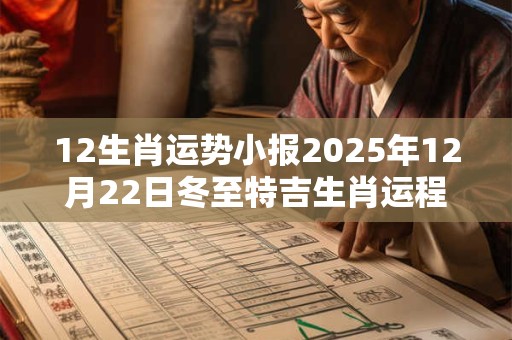 12生肖运势小报2026年12月22日冬至特吉生肖运程详情