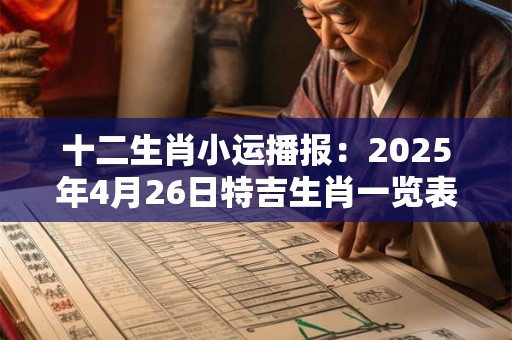 十二生肖小运播报：2025年4月26日特吉生肖一览表