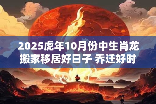 2025虎年10月份中生肖龙搬家移居好日子 乔迁好时机