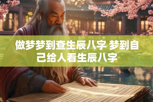 做梦梦到查生辰八字 梦到自己给人看生辰八字