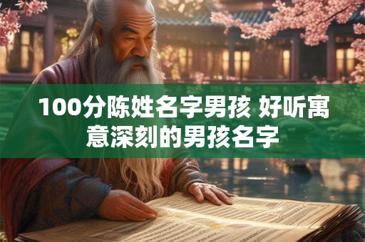 100分陈姓名字男孩 好听寓意深刻的男孩名字