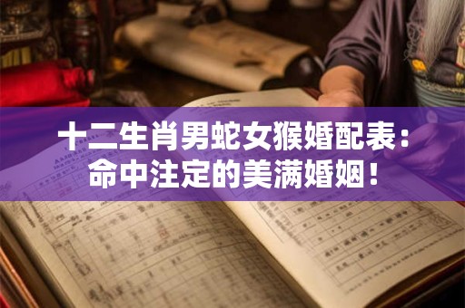 十二生肖男蛇女猴婚配表：命中注定的美满婚姻！